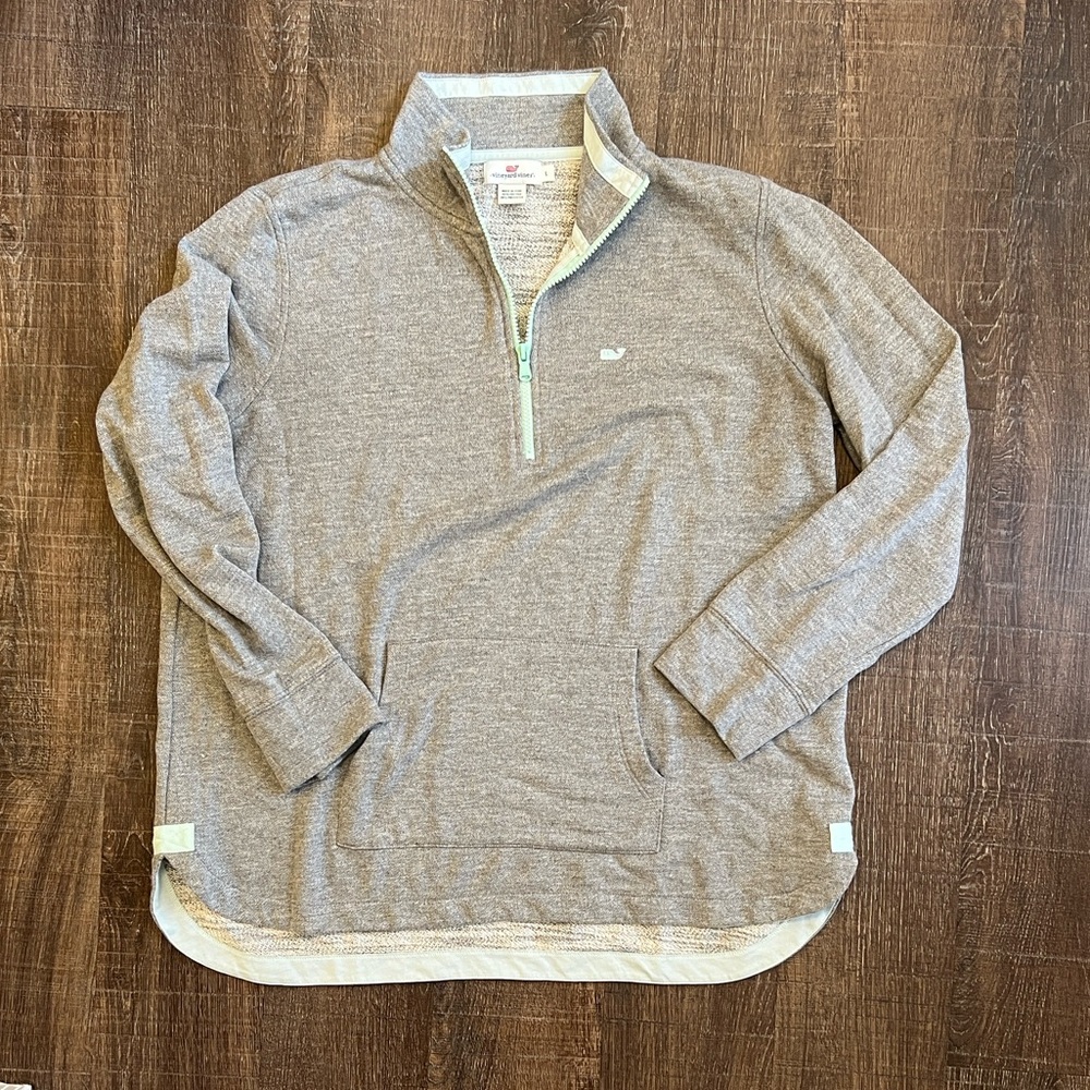 VINEYARD VINES Women’s Gray Quarter-Zip pullover Large